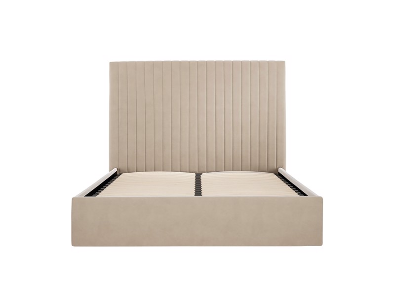 Land Of Beds Tall Mia Beige Fabric Super King Size Ottoman Bed3