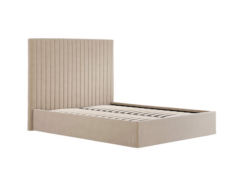 Land Of Beds Tall Mia Beige Fabric Super King Size Ottoman Bed4