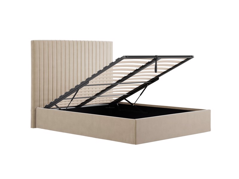 Land Of Beds Tall Mia Beige Fabric Super King Size Ottoman Bed5