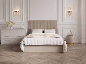 Land Of Beds Tall Mia Beige Fabric Single Ottoman Bed1