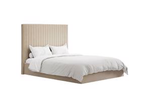 Land Of Beds Tall Mia Beige Fabric Single Ottoman Bed2
