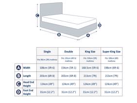 Land Of Beds Tall Mia Black Fabric Double Ottoman Bed6