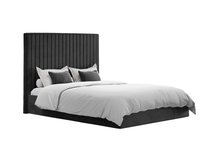 Land Of Beds Tall Mia Black Fabric Ottoman Bed2