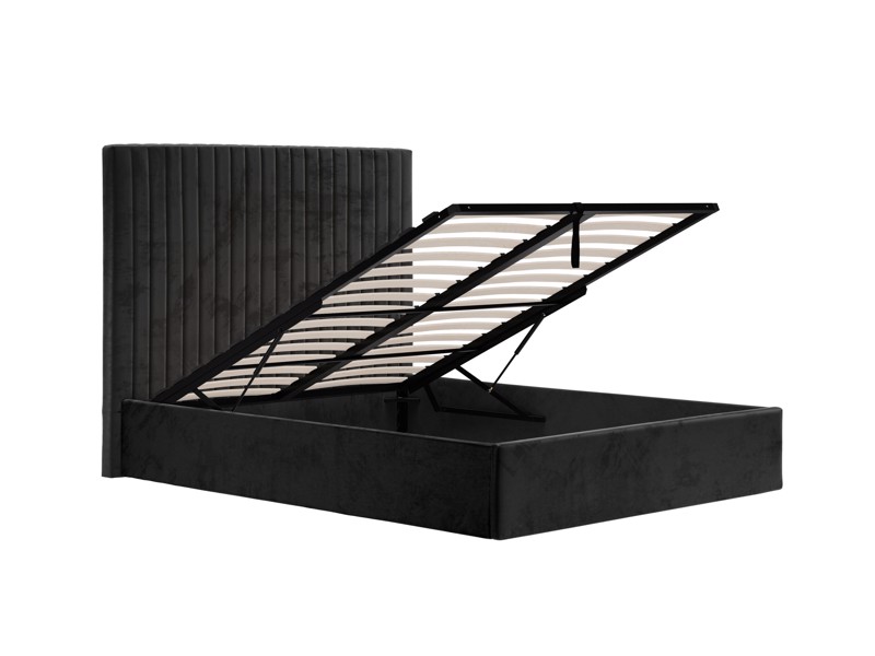 Land Of Beds Tall Mia Black Fabric Ottoman Bed3