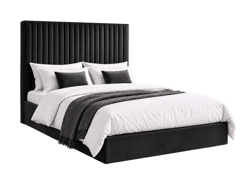 Land Of Beds Tall Mia Black Fabric Ottoman Bed5