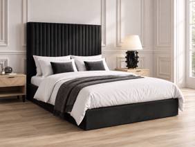 Land Of Beds Tall Mia Black Fabric Ottoman Bed1