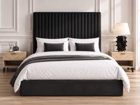 Land Of Beds Tall Mia Black Fabric Ottoman Bed3