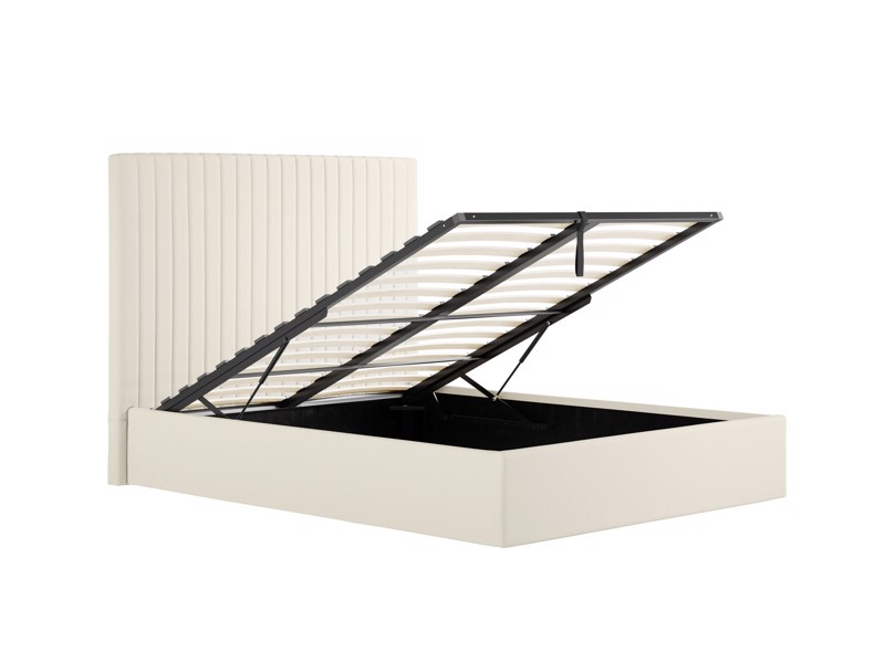 Land Of Beds Tall Mia Cream Fabric Single Ottoman Bed5