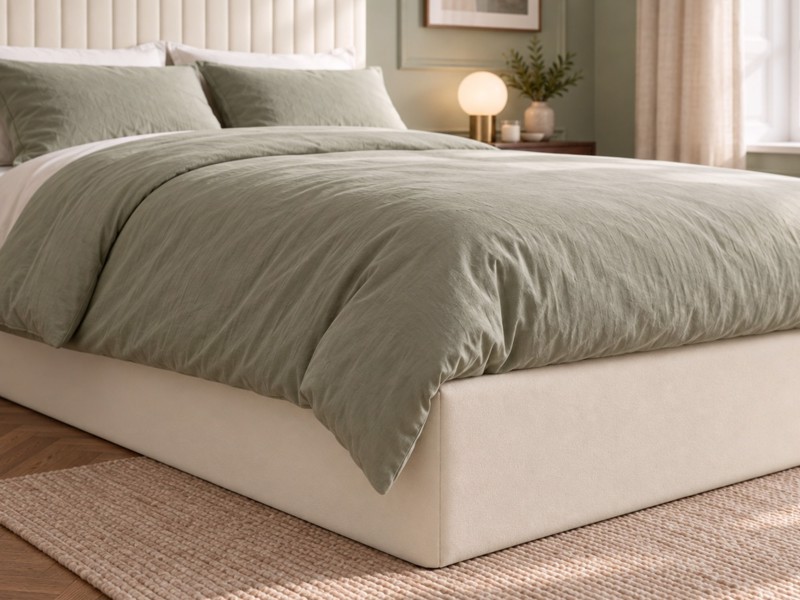Land Of Beds Tall Mia Cream Fabric Ottoman Bed4
