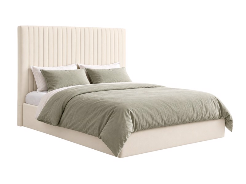 Land Of Beds Tall Mia Cream Fabric Ottoman Bed5