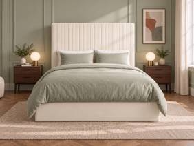 Land Of Beds Tall Mia Cream Fabric Ottoman Bed3
