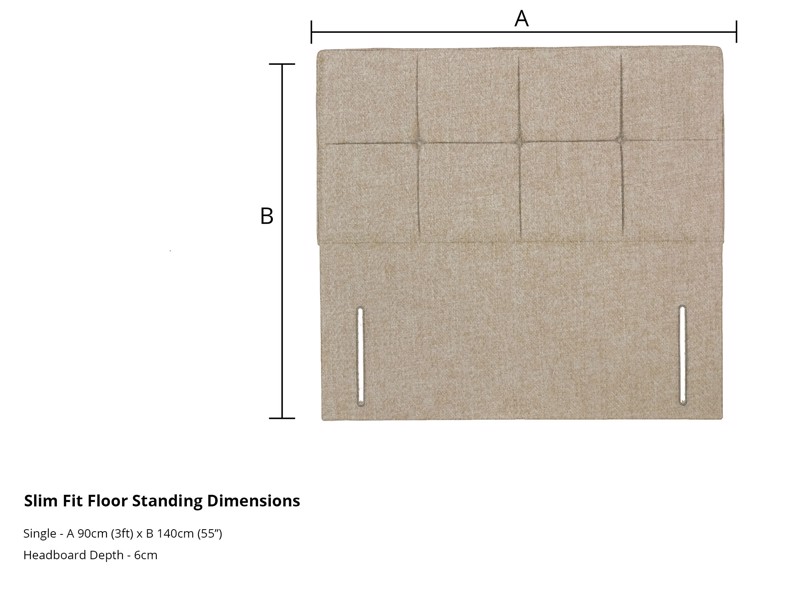 Sleepeezee Single Size - CLEARANCE - Ex-Showroom - Tweed Cream Cassia Headboard3