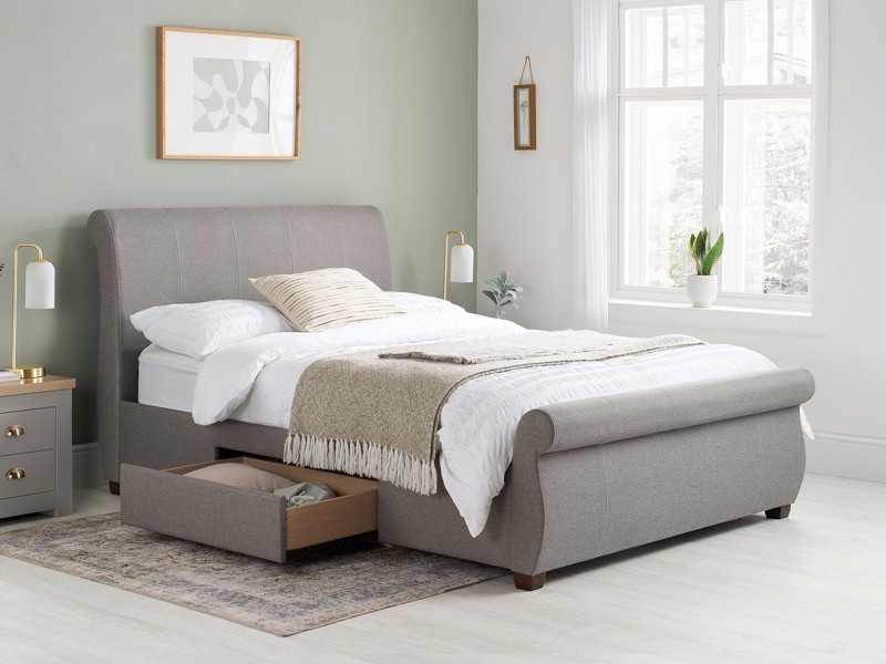 Land Of Beds Lily Grey Fabric Bed Frame2