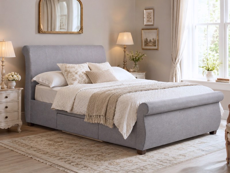 Land Of Beds Lily Grey Fabric Bed Frame2