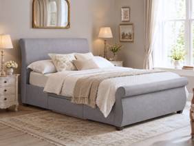 Land Of Beds Lily Grey Fabric Bed Frame2