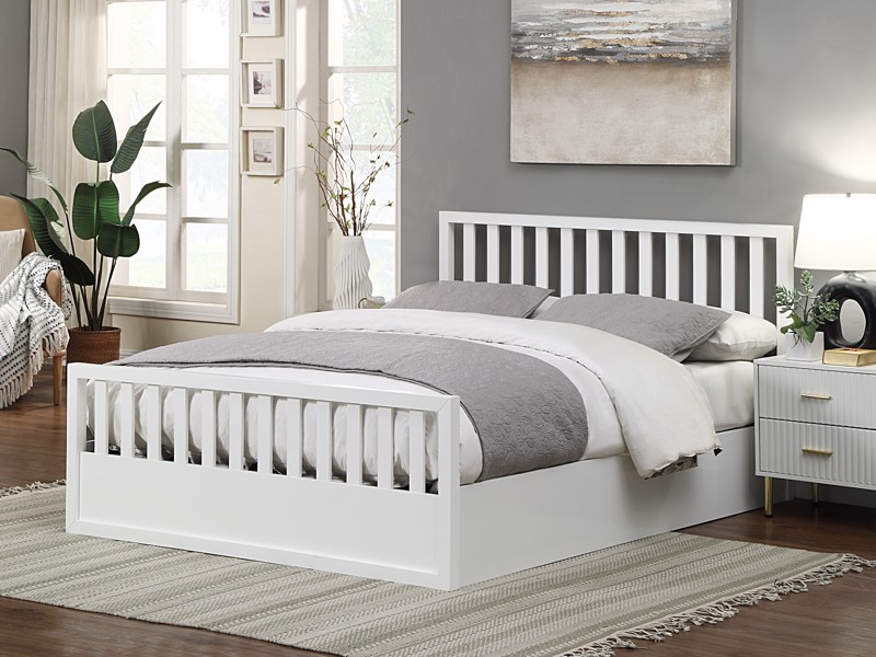 Land Of Beds Lilybrook White Wooden Ottoman Bed1