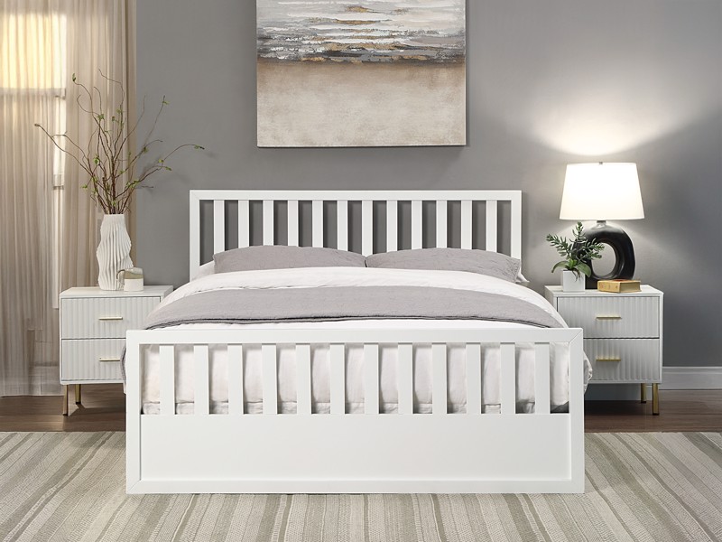 Land Of Beds Lilybrook White Wooden Ottoman Bed3