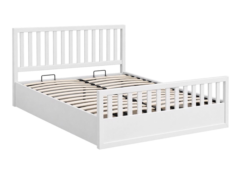 Land Of Beds Lilybrook White Wooden Ottoman Bed4