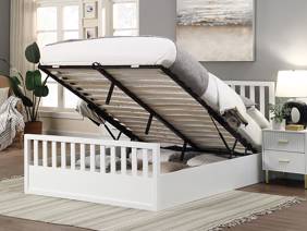 Land Of Beds Lilybrook White Wooden Ottoman Bed2