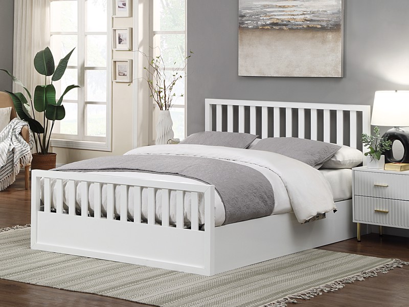 Land Of Beds Lilybrook White Wooden Ottoman Bed2