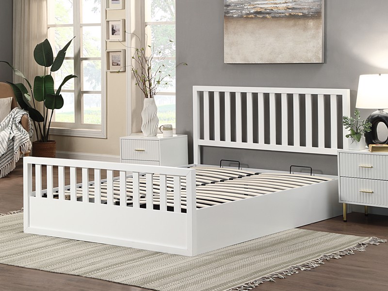 Land Of Beds Lilybrook White Wooden Ottoman Bed5