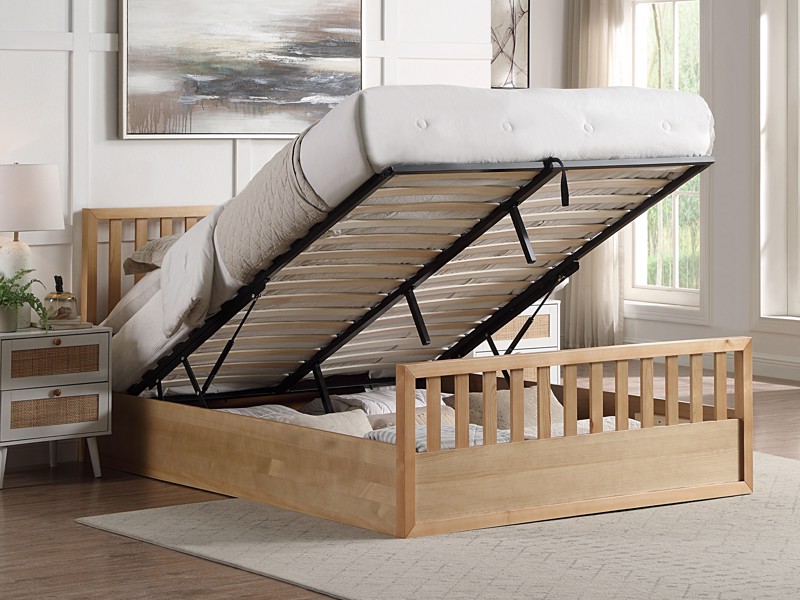 Land Of Beds Lilybrook Oak Finish Wooden Ottoman Bed1