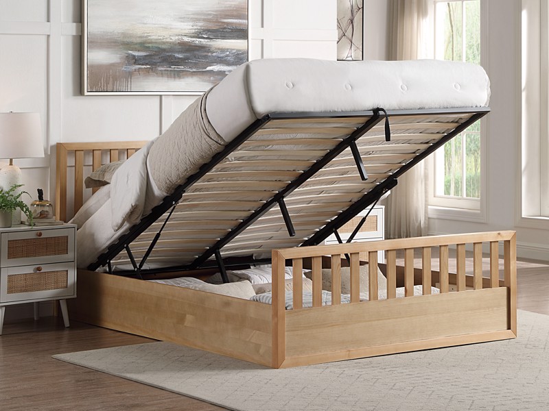 Land Of Beds Lilybrook Oak Finish Wooden Ottoman Bed2