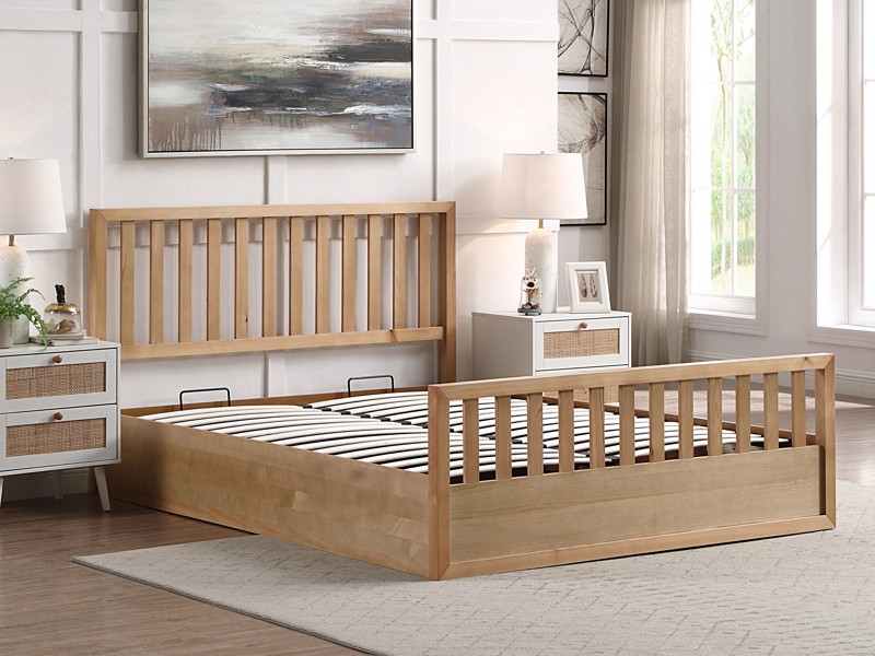 Land Of Beds Lilybrook Oak Finish Wooden Ottoman Bed4