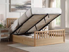 Land Of Beds Lilybrook Oak Finish Wooden Ottoman Bed2