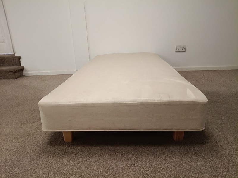 Vispring Single Size - CLEARANCE - Ex-Showroom - Faux Suede Champagne De Luxe Bed Base1