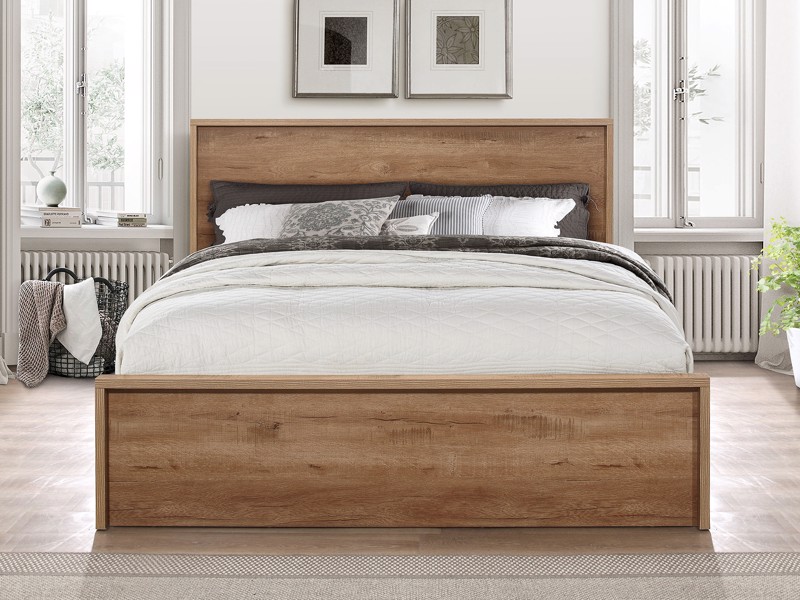 Land Of Beds King Size - CLEARANCE STOCK - Mars Wooden Oak Finish Bed Frame2