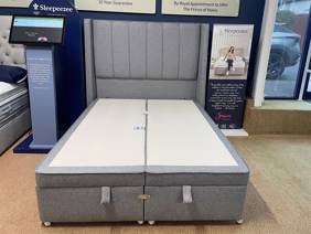 Sleepeezee Double Size - CLEARANCE - Ex-Showroom - Tweed Grey Balmoral Headboard and Ashford Deluxe Ottoman Bed Base2