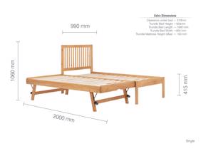 Land Of Beds Single Size - CLEARANCE STOCK - Arden Honey Pine Wooden Guest Bed9