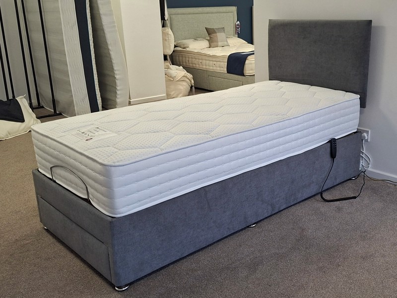 Land Of Beds Adjustable Single Size - CLEARANCE - Ex-Showroom - Graceland Graphite Repton Headboard and Seymour Adjustable Bed1