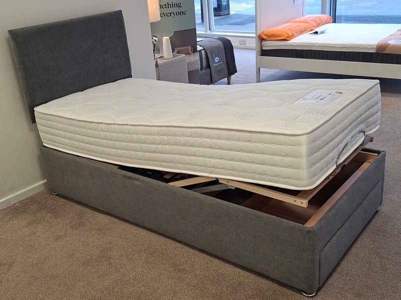 Land Of Beds Adjustable Single Size - CLEARANCE - Ex-Showroom - Graceland Graphite Repton Headboard and Seymour Adjustable Bed4
