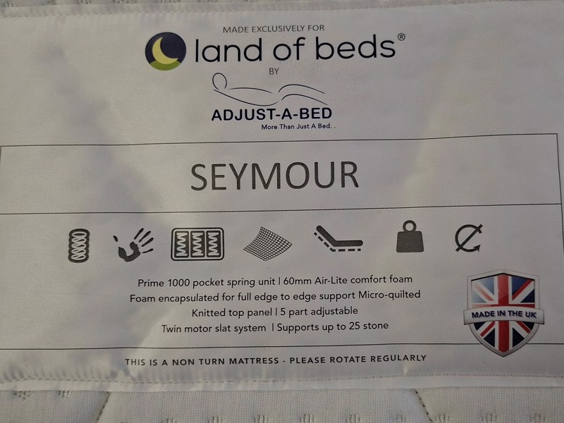 Land Of Beds Adjustable Single Size - CLEARANCE - Ex-Showroom - Graceland Graphite Repton Headboard and Seymour Adjustable Bed5