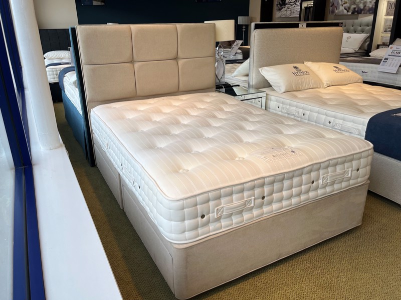 Hypnos Double Size - CLEARANCE - Ex-Showroom - Imperio Stone Fiona Headboard and Ortho Gold Divan Bed1