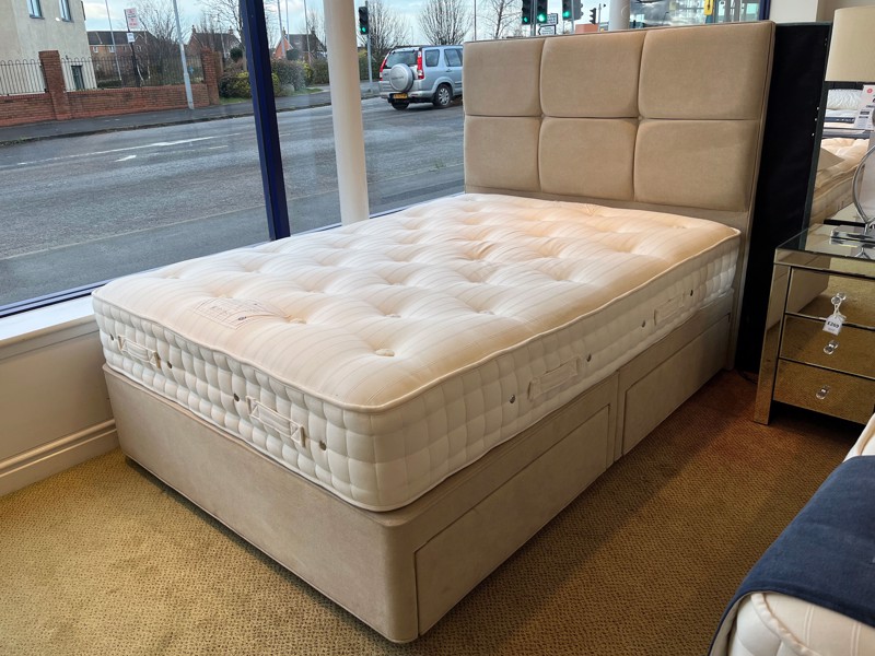 Hypnos Double Size - CLEARANCE - Ex-Showroom - Imperio Stone Fiona Headboard and Ortho Gold Divan Bed5