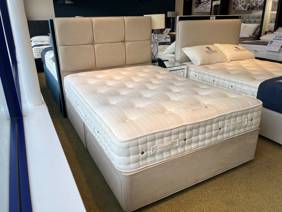 Hypnos Double Size - CLEARANCE - Ex-Showroom - Imperio Stone Fiona Headboard and Ortho Gold Divan Bed1