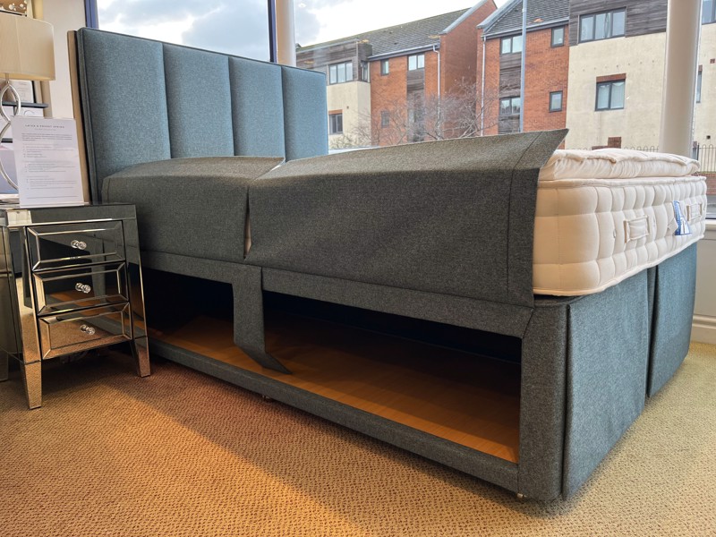 Hypnos Double Size - CLEARANCE - Ex-Showroom - Tweed Dark Green Francesca Headboard and Luxor Comfort Supreme Divan Bed5