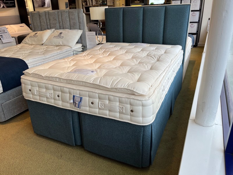 Hypnos Double Size - CLEARANCE - Ex-Showroom - Tweed Dark Green Francesca Headboard and Luxor Comfort Supreme Divan Bed6