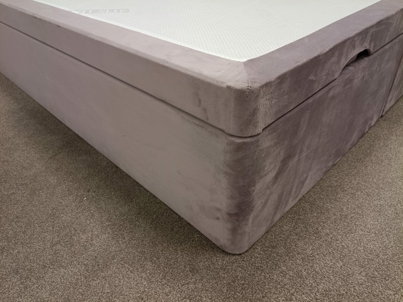 Land Of Beds Double Size - CLEARANCE - Ex-Showroom - Velvet Lilac Monty Headboard and Nara Fabric Ottoman Bed4