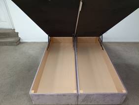 Land Of Beds Double Size - CLEARANCE - Ex-Showroom - Velvet Lilac Monty Headboard and Nara Fabric Ottoman Bed3