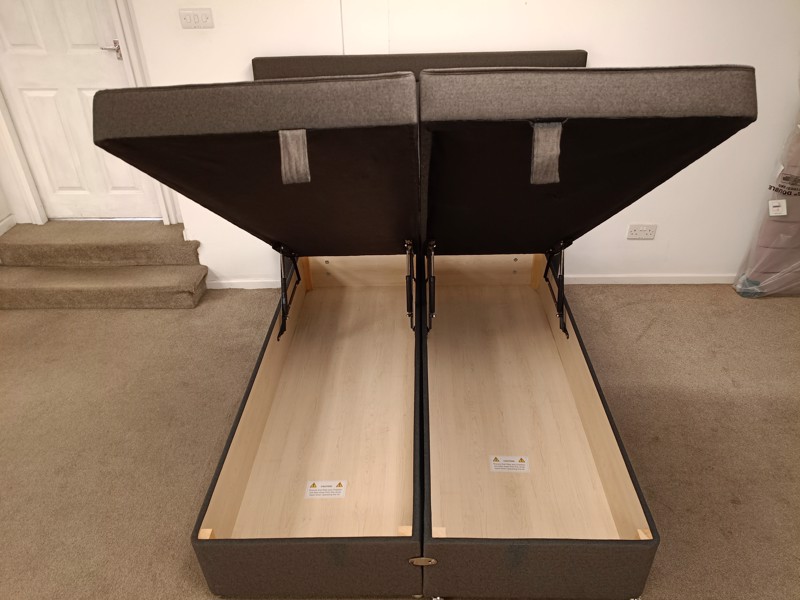 Sleepeezee Double Size - CLEARANCE - Ex-Showroom - Tweed Charcoal Magnolia Headboard and Ashford Deluxe Ottoman Bed Base3