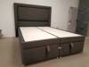 Sleepeezee Double Size - CLEARANCE - Ex-Showroom - Tweed Charcoal Magnolia Headboard and Ashford Deluxe Ottoman Bed Base1