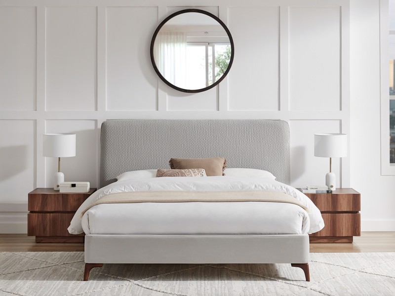 Land Of Beds Fernleigh Grey Fabric Bed Frame2