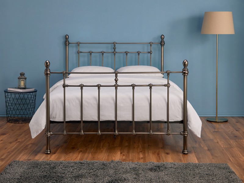 Land Of Beds Moonflower Black Nickel Metal Bed Frame2