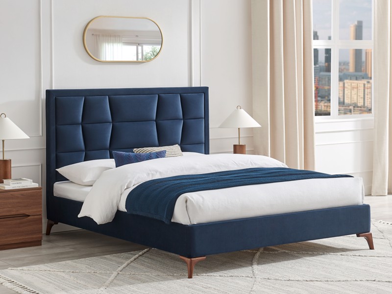 Land Of Beds Bloomhurst Navy Fabric Bed Frame1