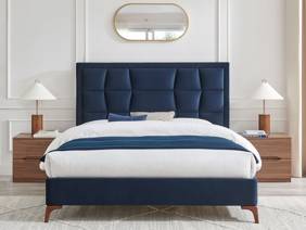 Land Of Beds Bloomhurst Navy Fabric Bed Frame2