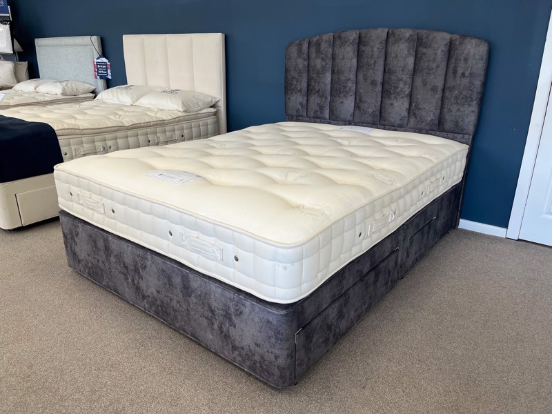 Hypnos King Size - CLEARANCE - Ex-Showroom - Daytona Pebble Beatrice Headboard and Porthaven Divan Bed1